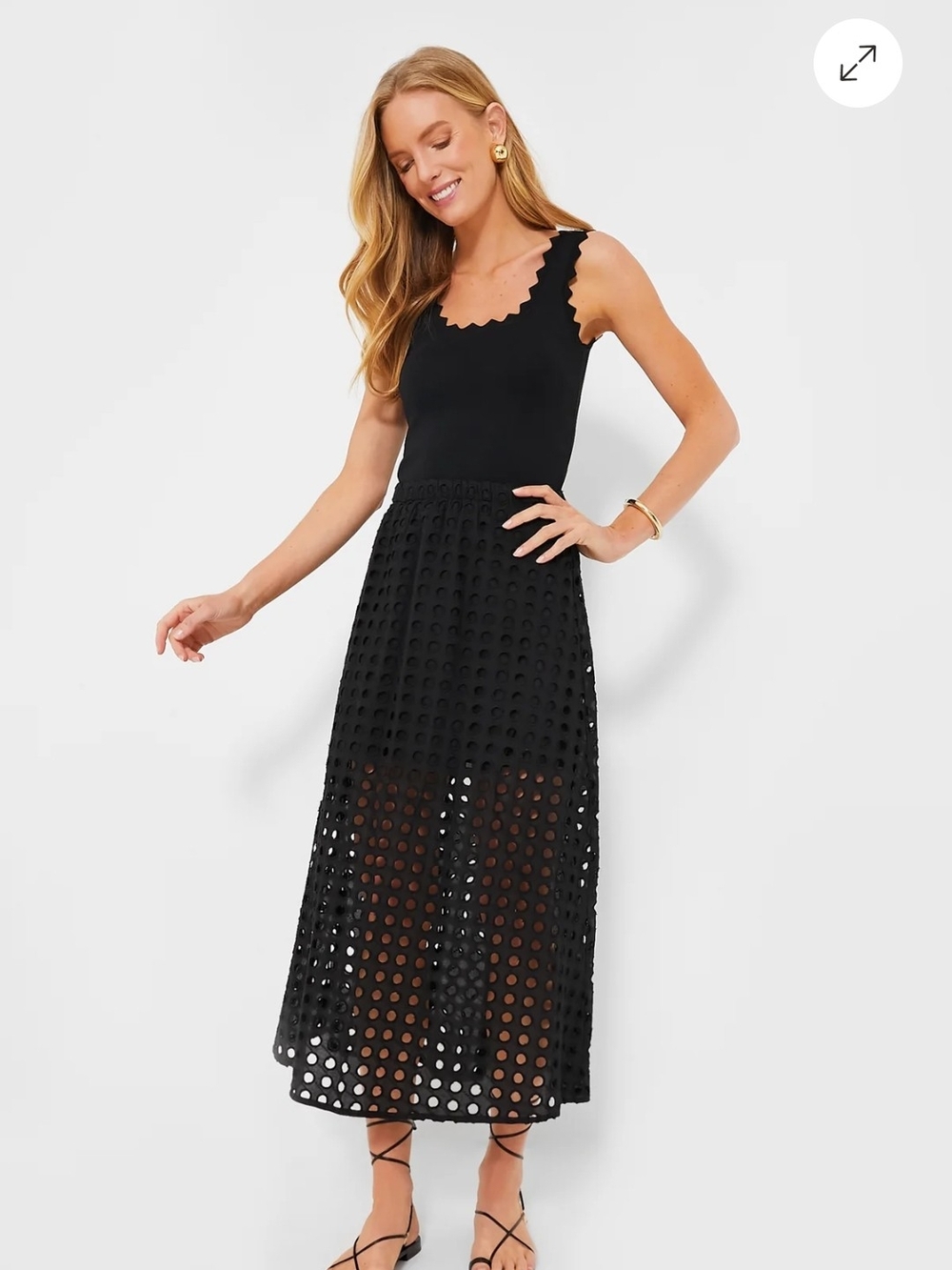 Tuckernuck Black Cotton Eyelet Eve Skirt Sz XS